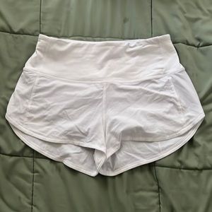 White Lululemon high rise speed up shorts size 4